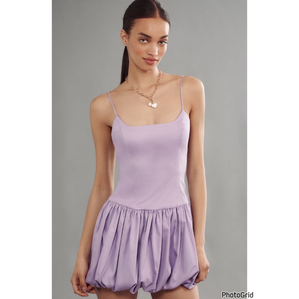 Anthro Delfi Collective Natassia Drop Waist Bubble Hem Dress Purple NEW Large